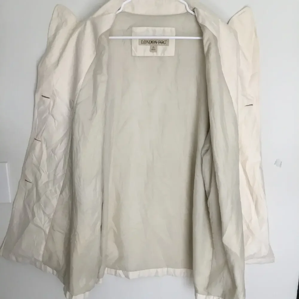 London Fog Cream Off White Double-Breasted Ligth weight Trench Coat Sz XL - Picture 4 of 8